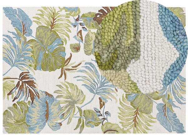 Tappeto di lana multicolore con motivo a foglie 160 x 230 cm stile boho rustico camera da letto soggiorno Beliani