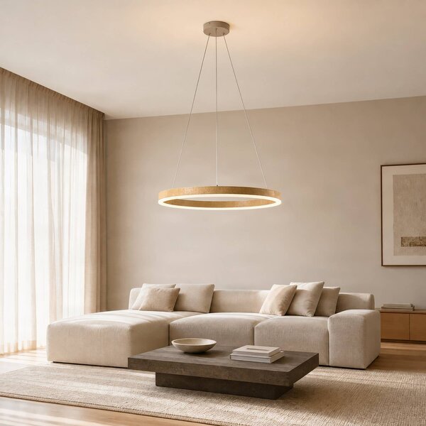 Lampada a sospensione Thelma Lucande, dimmerabile, Legno chiaro, Soggiorno / Sala da pranzo, Plastica, Moderno, Lampada a sospensione