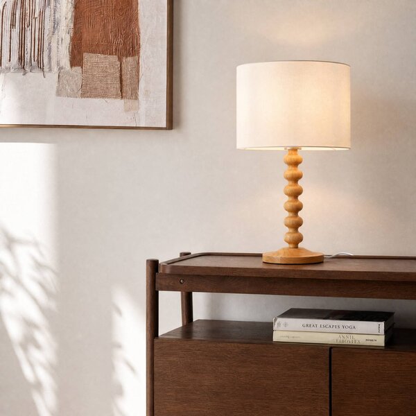 Lampada da tavolo Karlie Lucande, Legno chiaro, Legno, Lampada da tavolo