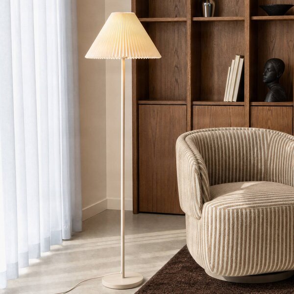 Lampada da terra Percy NOLA, Crema / Ambra, Soggiorno / Sala da pranzo, Tessuto / Stoffa / Seta, Moderno, Lampada da terra