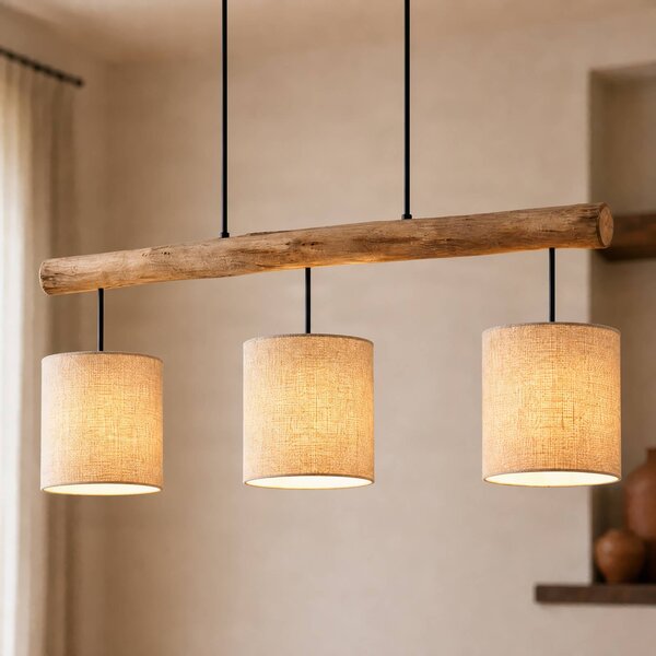 Lampada a sospensione Jorvan Lucande, dimmerabile, Bianco / Opale, Soggiorno / Sala da pranzo, Tessuto / Stoffa / Seta, Moderno, Lampada a sospensione
