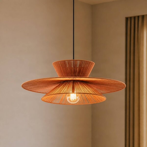 Lampada a sospensione Novie Lucande, dimmerabile, Marrone / Ruggine, Soggiorno / Sala da pranzo, Tessuto / Stoffa / Seta, Scandinavo, Lampada a sospensione