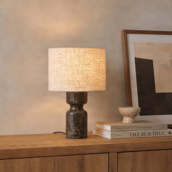 Lampada da tavolo Marcella Lucande, Crema / Ambra, Soggiorno / Sala da pranzo, Tessuto / Stoffa / Seta, Moderno, Lampada da tavolo