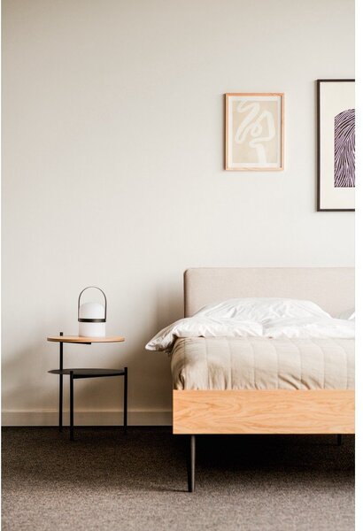 Comodino nero/di colore naturale con piano effetto rovere Tu – noo.ma