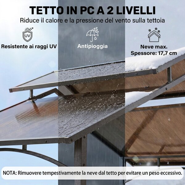 Outsunny Gazebo da Giardino per Barbecue, Doppio Tetto e Struttura in Acciaio con Mensole, 240x150x250cm, Nero|Aosom.it