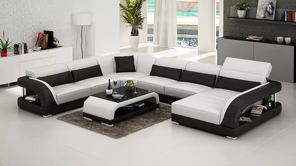 Divano angolare di design mobili per il soggiorno divano moderno divano angolare in pelle divano + tavolo