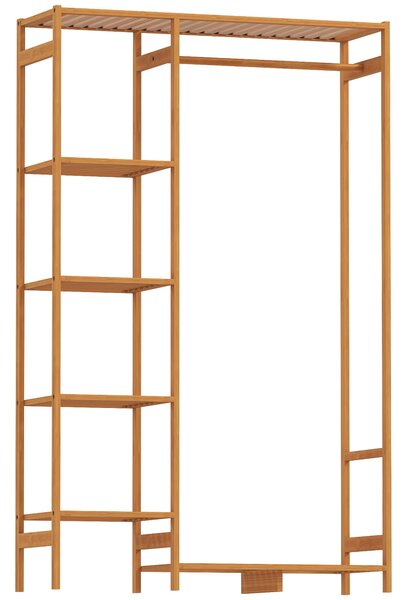 HOMCOM Appendiabiti in Bambù con Scaffale a 6 Livelli e Barra Attaccapanni, 90x30x145 cm, Legno Naturale | Aosom Italy