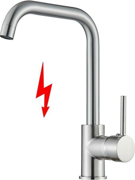 Ibenzoa® Miscelatore monocomando per cucina, girevole a 360° – acciaio inossidabile 304 (senza piombo), finitura nickel spazzolato, doccetta estraibile, adatto per lavelli singoli e doppi, attacco 3/8 di pollice