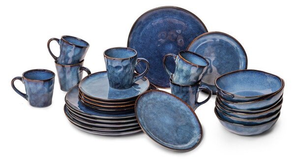 Set da pranzo in gres blu scuro 24 pezzi Glosia - Bonami Selection