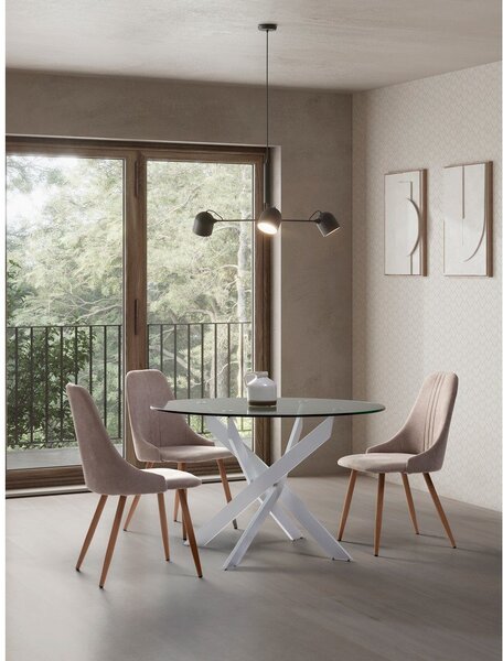 Tavolo da pranzo rotondo con piano in vetro 120x120 cm Ruth - Marckeric