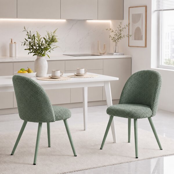 HOMCOM Set 2 Sedie da Pranzo in Velluto con Seduta Imbottita, Verde Scuro | Aosom Italy