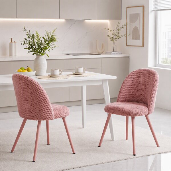 HOMCOM Set 2 Sedie da Pranzo in Velluto con Seduta Imbottita, Rosa | Aosom Italy