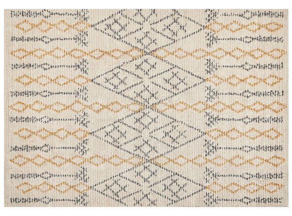 Tappeto in cotone beige 160 x 230 cm rettangolare motivo geometrico soggiorno camera da letto Beliani
