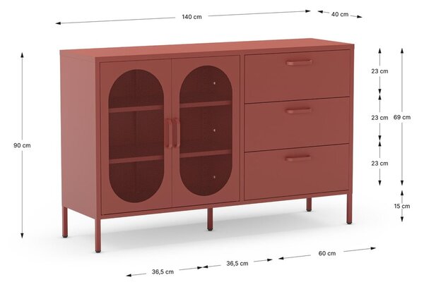 Cassettiera color mattone 140x90 cm Diora - Marckeric