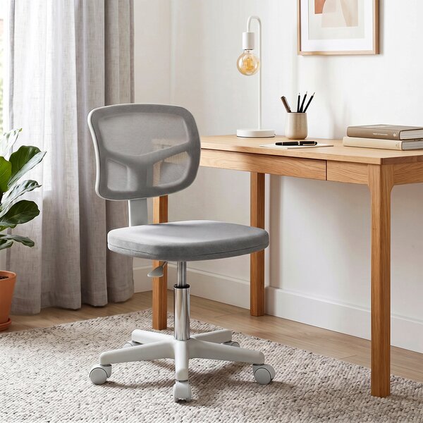 Vinsetto Sedia da Ufficio Ergonomica Senza Braccioli, Poltrona Girevole, Schienale Curvo in Rete e Ruote, Grigio | Aosom Italy