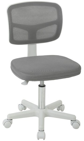 Vinsetto Sedia da Ufficio Ergonomica Senza Braccioli, Poltrona Girevole, Schienale Curvo in Rete e Ruote, Grigio | Aosom Italy