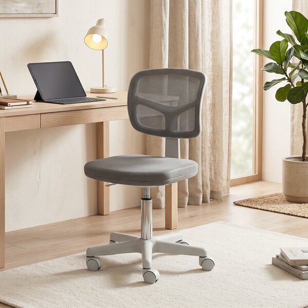 Vinsetto Sedia da Ufficio Ergonomica Senza Braccioli, Poltrona Girevole, Schienale Curvo in Rete e Ruote, Grigio | Aosom Italy