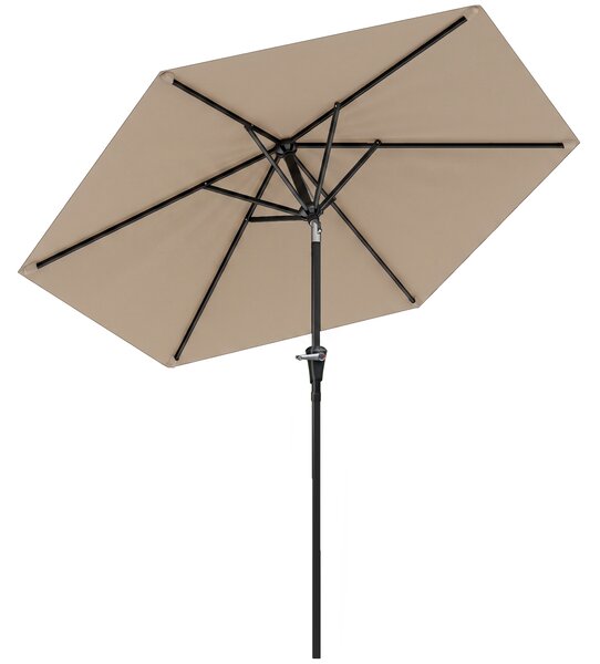 Outsunny Ombrellone da Giardino Inclinabile 2.3x2m con Apertura a Manovella e 6 Stecche, Cachi|Aosom