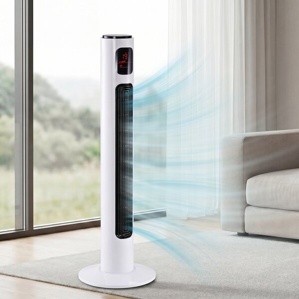 HOMCOM Ventilatore a Torre 45W a 3 Modalità e 3 Velocità con Timer da 12h, in ABS, Ø32 x 96A cm, Nero e Bianco|Aosom