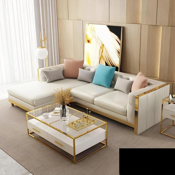 Divano angolare di design Divani moderni a L Divani in pelle Divano zona giorno Divano angolare