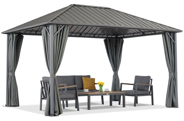Gazebo da giardino Itaka 3x6 con tende antracite Garden Point