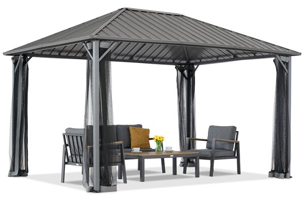 Gazebo da giardino Itaka 3x6 con zanzariera antracite Garden Point