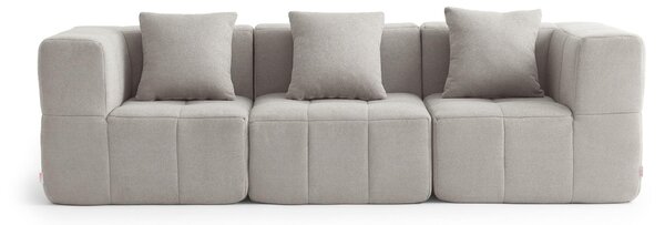 Divano componibile a 3 posti MILYSOFA SOFABULOUS, dal design lineare, in pregiato tessuto a riccioli, color beige pietra