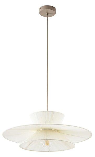 Lampada a sospensione Lucande, Novie, dimmerabile, Beige, Soggiorno, Tessuto / Tessile, Scandinavo
