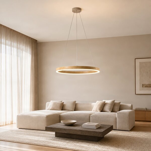 Lampada a sospensione Lucande, Thelma, dimmerabile, Legno, Sala da pranzo, Plastica, Moderno