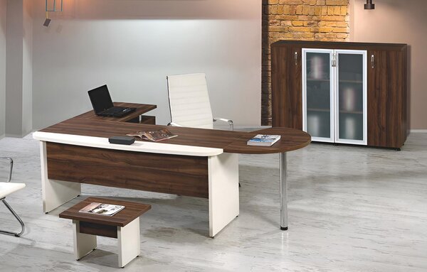 Gruppo ufficio scrivania angolare ufficio studio mobile 3 pezzi legno marrone