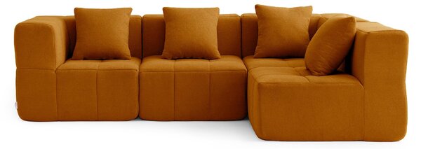 Divano ad angolo modulare a 4 posti MILYSOFA SOFABULOUS, raffinato tessuto a riccioli, color cannella