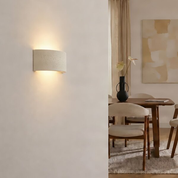 Applique da parete Lindby, Naike, dimmerabile, Beige, Corridoio, Gesso / Argilla, Moderno