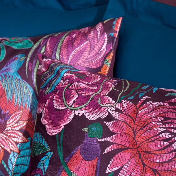 Set copripiumino e federa viola in velluto per letto singolo 135x200 cm Bridgerton Kate Floral – Catherine Lansfield
