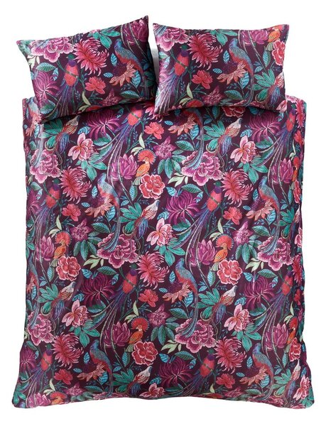 Set copripiumino e federa viola in velluto per letto singolo 135x200 cm Bridgerton Kate Floral – Catherine Lansfield