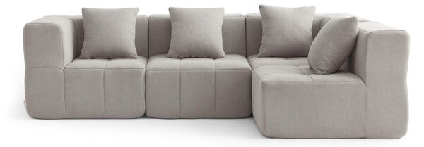 Divano angolare modulare a 4 posti MILYSOFA SOFABULOUS, raffinato tessuto a riccioli, beige pietra