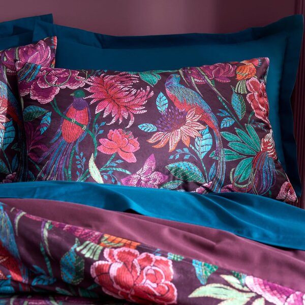 Set copripiumino e federa viola in velluto per letto singolo 135x200 cm Bridgerton Kate Floral – Catherine Lansfield