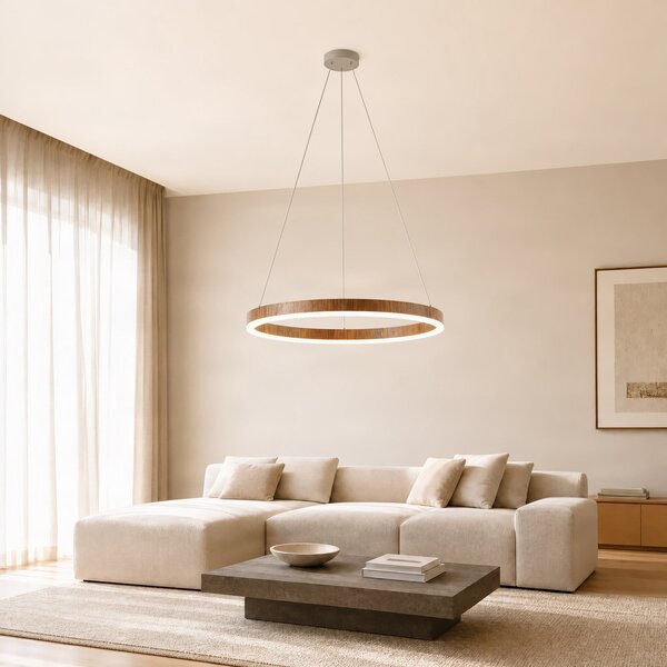 Lampada a sospensione Lucande, Thelma, dimmerabile, Legno, Sala da pranzo, Plastica, Moderno