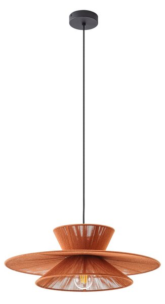 Lampada a sospensione Lucande, Novie, dimmerabile, Marrone / Ruggine, Soggiorno, Tessuto / Tessile, Scandinavo