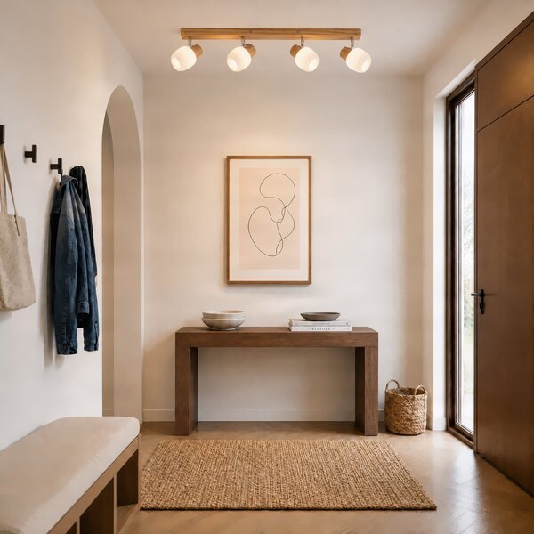 Plafoniera Lindby, Darla, dimmerabile, Legno, Corridoio, Legno