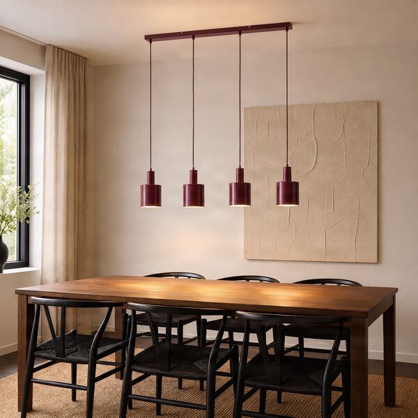 Lampada a sospensione Lindby, Ovelia, dimmerabile, Rosso, Cucina, Metallo, Moderno