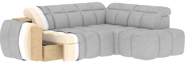 Divano angolare grigio chiaro allungabile/con contenitore (con penisola a destra/a L) e rivestimento in bouclé Falconn – ELTAP