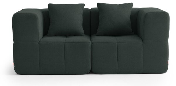 MILYSOFA SOFABULOUS Divano modulare lineare, a 2 posti, raffinato tessuto bouclé, verde bosco