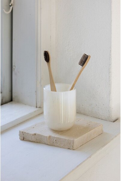 Portaspazzolino color crema in vetro Opal – Mette Ditmer Denmark