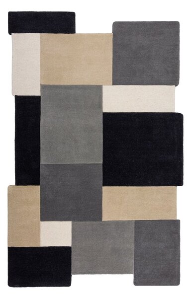 Tappeto nero e grigio in lana tessuto a mano 120x180 cm Collage Monochrome – Flair Rugs