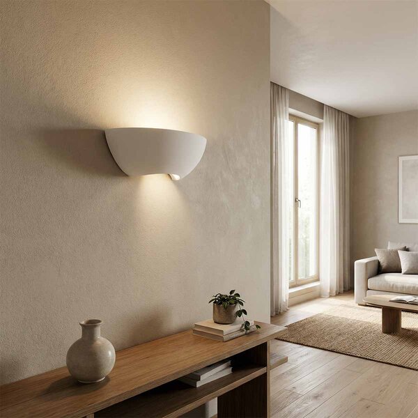 Applique da Parete E14 Curva Moderna in Gesso Pitturabile
