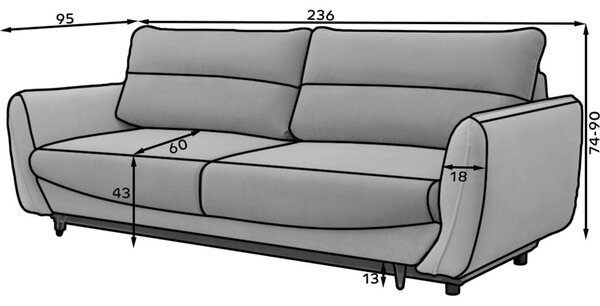 Divano blu allungabile/con contenitore e rivestimento in ciniglia 236 cm Silva – ELTAP