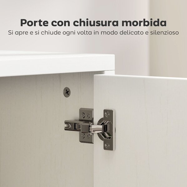 HOMCOM Mobile Porta TV fino a 55" Sospeso o a Terra, Ante Soft Close, Foro Passacavi e Ripiano in Vetro, Bianco | Aosom Italy