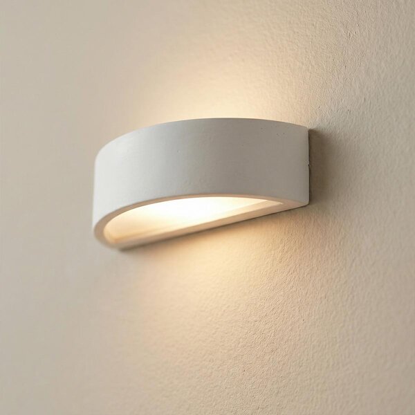 Applique da Parete E14 Curva Bidirezionale in Gesso Pitturabile