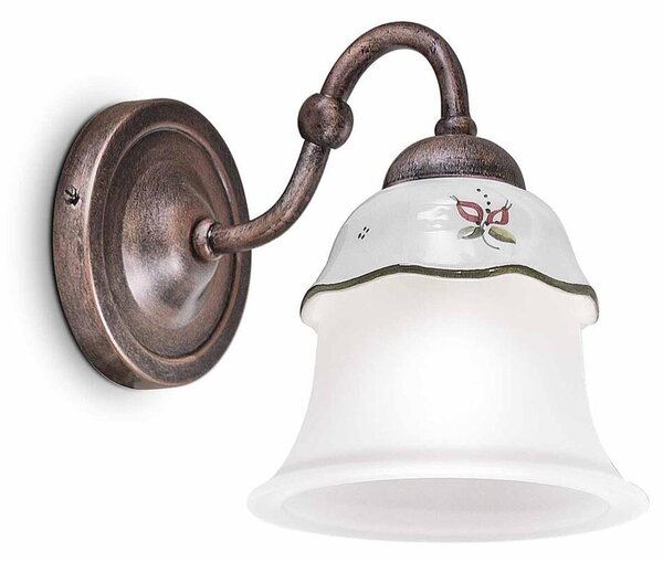 Applique una Luce in materiale Ceramico FERRARA H 15 cm Sp 17 cm ? 9cm peso 0,55 kg - Attacco Lampada E14 interno esterno, Bianco Vintage