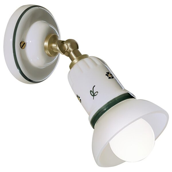 Applique una Luce in materiale Ceramico SAVOIA H 15 cm Sp 17 cm ? 9cm peso 0,55 kg - Attacco Lampada E14 interno esterno, Bianco Vintage